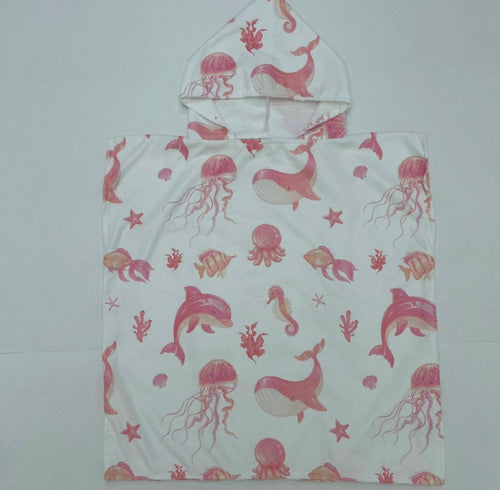 Pink sea personalised microfibre hooded towels