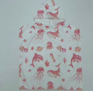 Pink sea personalised microfibre hooded towels